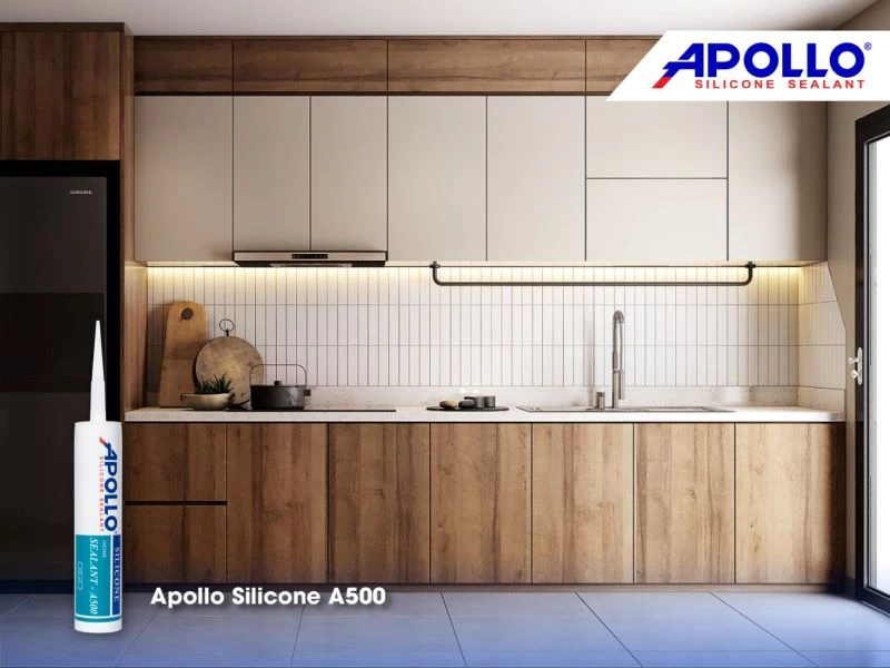 Sử dụng keo Apollo Silicone để thi công thiết kế tủ bếp dễ dàng hơn
